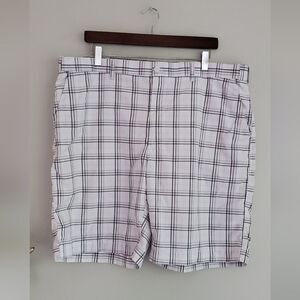 PGA Tour White And Gray Plaid Shorts 100% Polyester Size 40